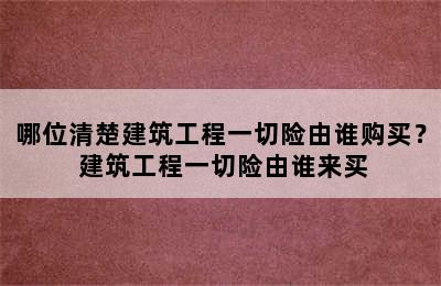 哪位清楚建筑工程一切险由谁购买？ 建筑工程一切险由谁来买